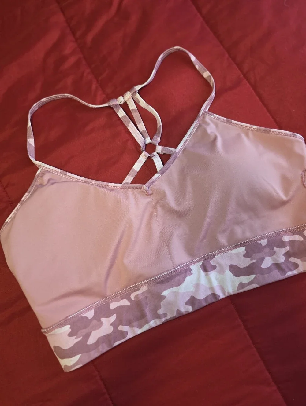 Pbx Pro Pink Camo Strappy Back Sports Bra - Women's Size L
